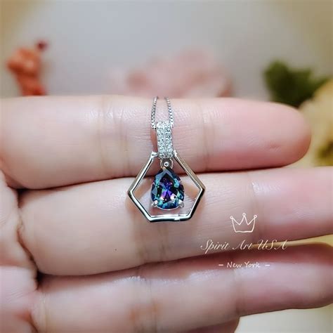 Geometric Rainbow Mystic Topaz Necklace Sterling Silver - Etsy