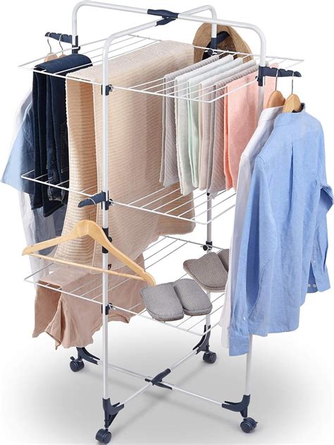 APEXCHASER Clothes Drying Rack, 3-Tier Collapsible Laundry Rack Stand ...