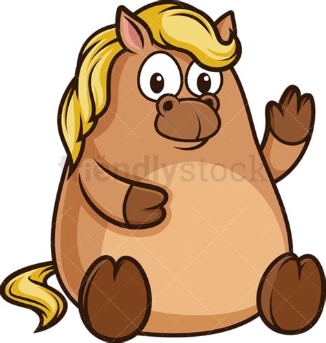 Fat Pony Cartoon Clipart Vector - FriendlyStock