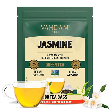 Amazon.com : VAHDAM, Jasmine Green Tea Bags - 100 Count | Green Tea