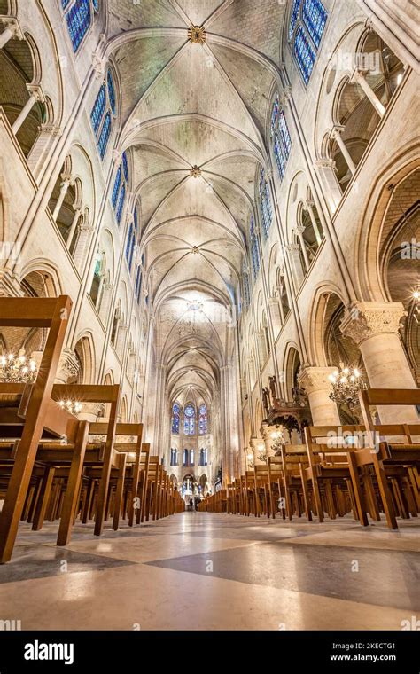 Interior of the Notre-Dame de Paris in Paris France Stock Photo - Alamy