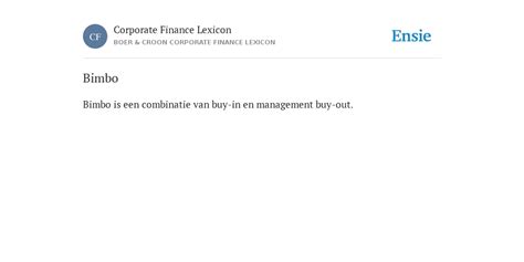 bimbo de betekenis volgens corporate finance lexicon