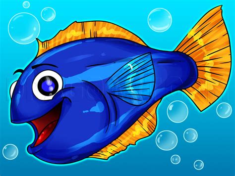 draw  cartoon fish step  step drawing guide  dawn dragoart