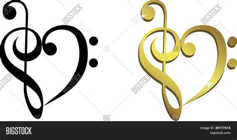 Heart Formed Treble Clef Bass Clef Vector & Photo | Bigstock