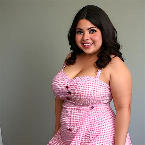 Chubby latina, smiling, wearing short dress - Arthub.ai