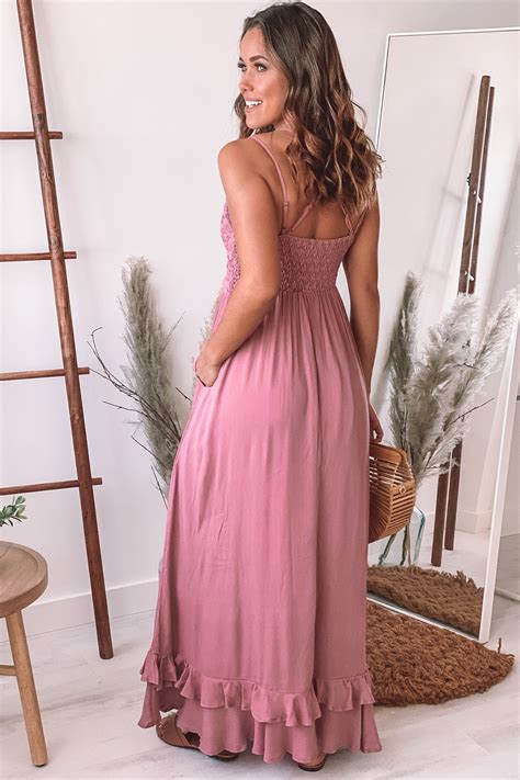 Dusty Rose Lace Top Maxi Dress | Formal Dresses – Saved by the Dress