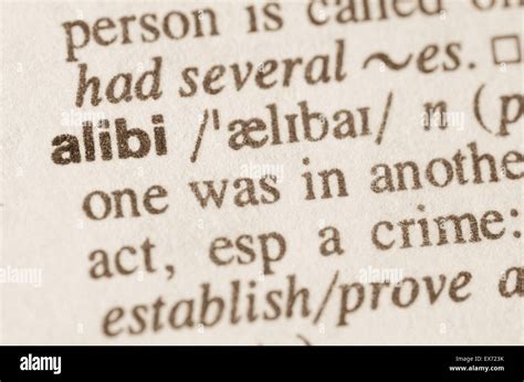O Q Significa Alibi - Definition of word alibi in dictionary Stock Photo - Alamy