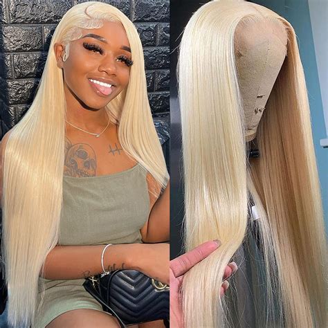 Amazon.com: 613 Blonde Lace Front Wig Human Hair 180% Density Straight