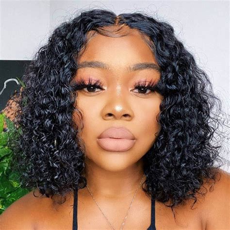 Human Hair Curly Wave Short Bob Wigs Virgin Hair Lace Front Wigs ...
