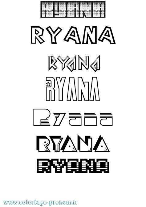 Coloriage du prénom Ryana : à Imprimer ou Télécharger facilement