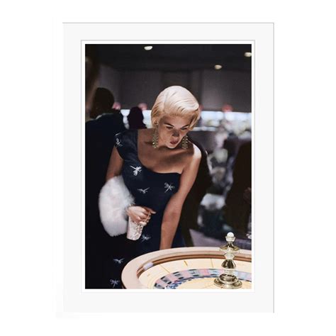 Jayne Mansfield at the Roulette Wheel White Framed Archival Pigment