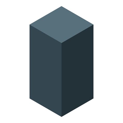 Dark grey rectangular cuboid standing up representing data storage unit