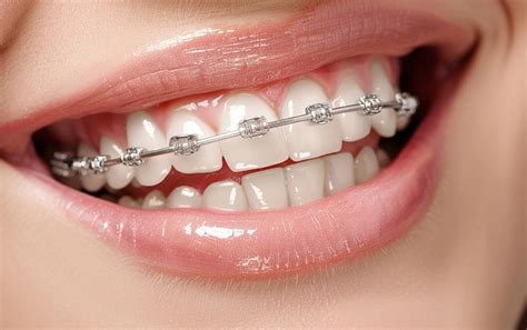 woman  braces   teeth showing  teeth premium ai