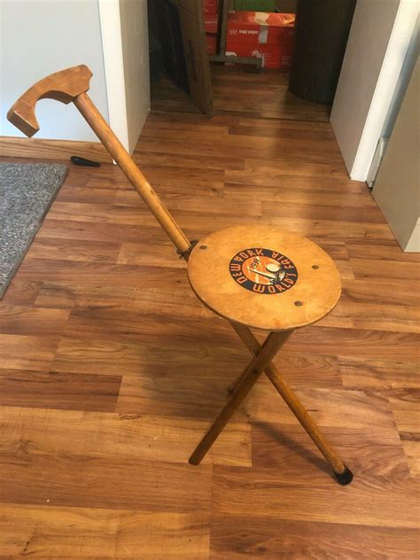 1939 New York WORLD'S FAIR KAN-O-SEAT Collapsible Cane Stool Chair 35