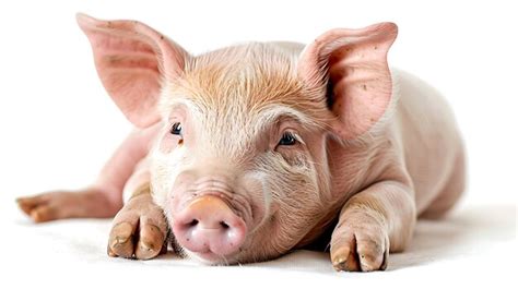 Happy young pig isolated on white background Funny animals emotions