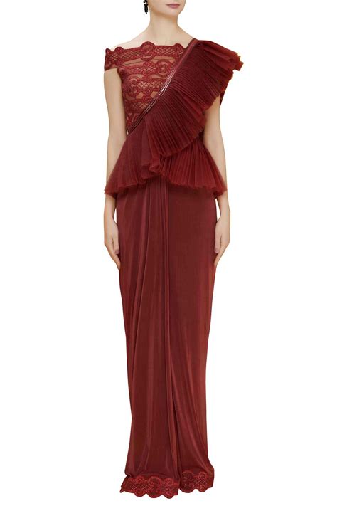 Buy Reeti Arneja Red Embellished Peplum Gown Online | Aza Fashions