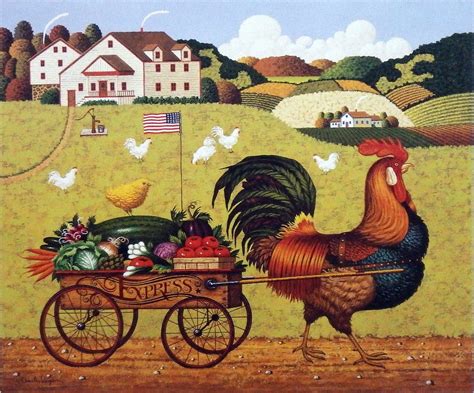 Artist Charles Wysocki Unframed Vebetable Farm Picture Rooster Express | WildlifePrints.com