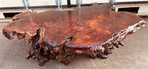 Redwood Burl Coffee Table 60c36x18 Tall With Hand Rubbed Epoxy Finish ...