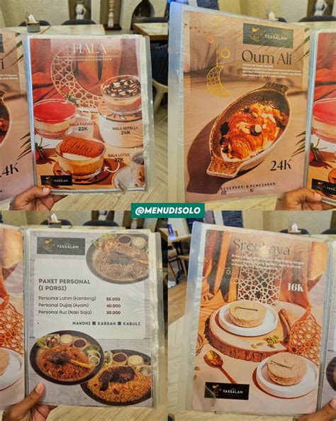 buku harga menu yassalam catering resto  solo buku menu  solo terbaru