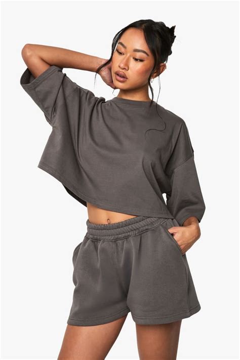 boxy crop  shirt  short set