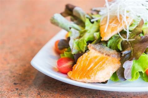 Free Photo | Fried salmon salad