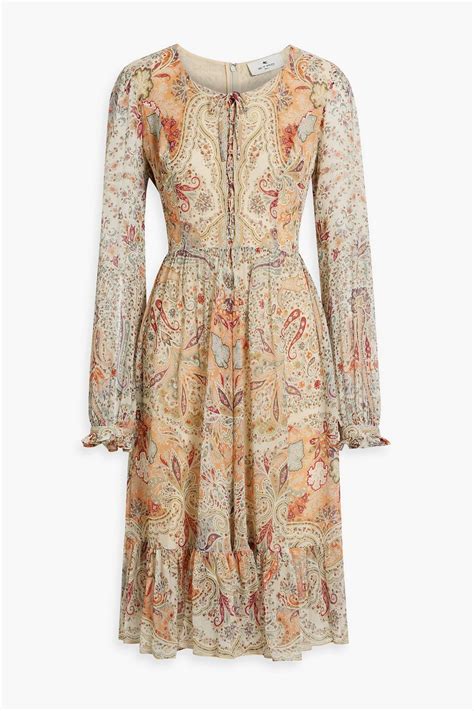 ETRO Paisley-print lace-up silk-chiffon dress | THE OUTNET