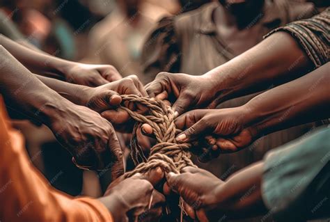 premium ai image hands holding ropes  people  groups tie