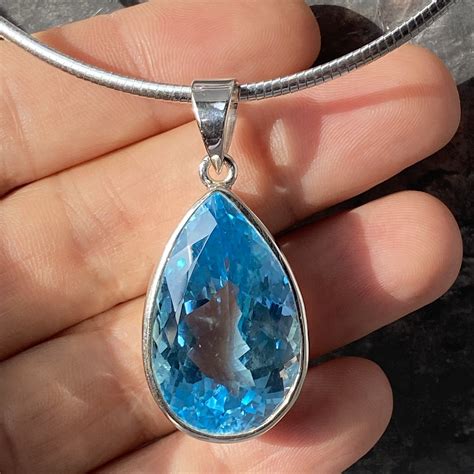 Blue Topaz Pendant large blue topaz pendant filigree | Etsy