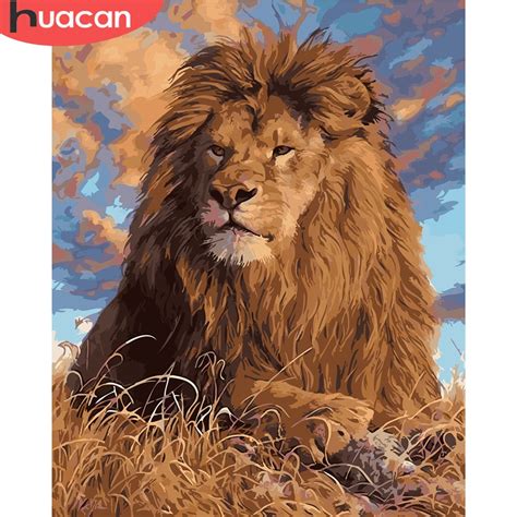 HUACAN Painting By Numbers Lion Animals Kits Pictu... – Grandado