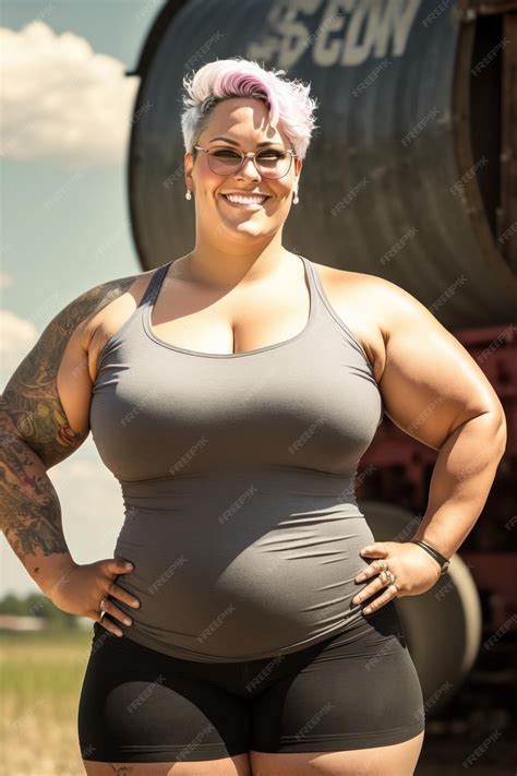 Premium Photo | Ai generated illustration of positive plus size woman