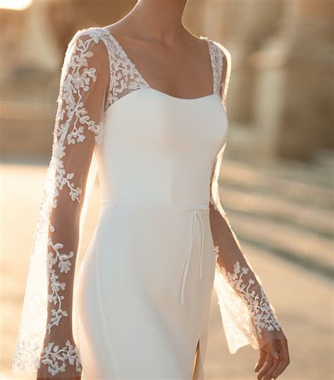 Simple Crepe Wedding Dress, Elven Wedding Dress, Rustic Wedding Dress