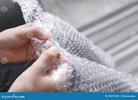 Boy Popping Bubble Wrap, Closeup. Stress Relief Stock Image - Image of ...