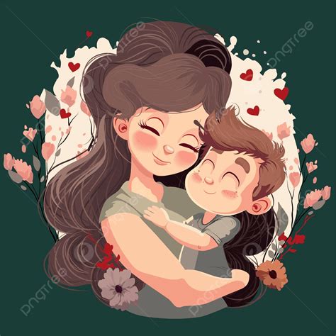 ilustracion de una mujer abrazando  su hijo  alegria el  de la