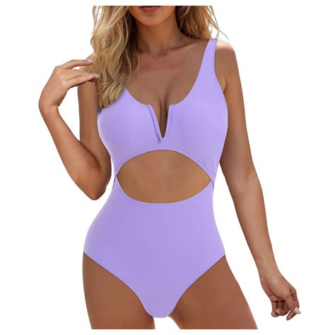 TTUHYWXI One Piece Swimsuits Push Up Bikini Swimsuit Deep V Neck Swim