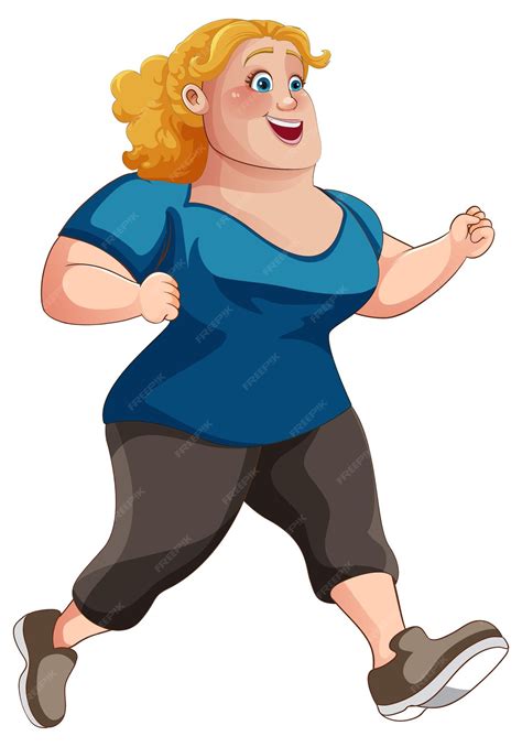 Desenho De Mulher Gordinha - Personagem de desenho animado de pose de corrida de mulher gordinha ...