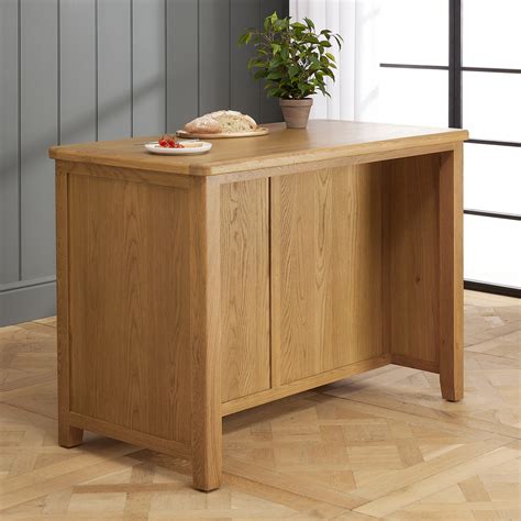 Cotswold Rustic Smoked Oak Two Seater Bar Kitchen Island with Oak Bar