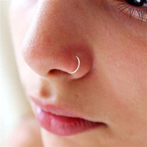 Sterling Silver Nose Ring Hoop, Septum Ring - Etsy | Nose rings hoop, Silver nose ring, Fake ...