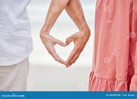 Couple Hands, Heart and Love at Beach Outdoors for Love, Care and ...