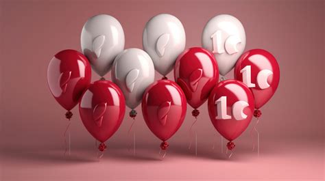 Balloon Number Red And White Balloons With The 10 3d Illustration Image ...