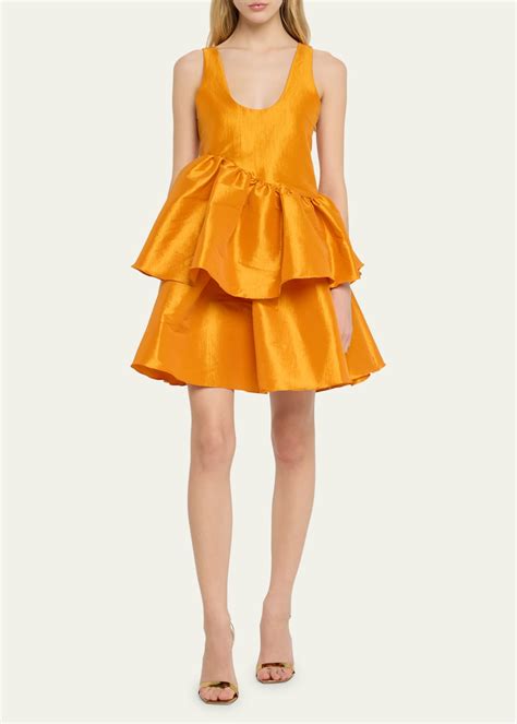 Kika Vargas Valeria Tiered Ruffle Taffeta Mini Dress - Bergdorf Goodman