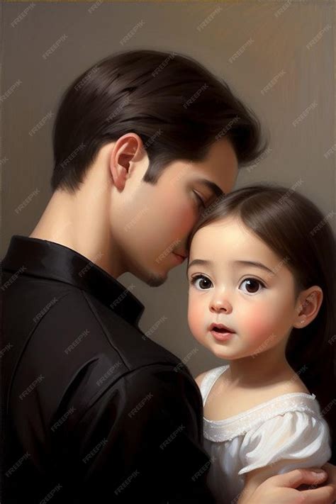 Premium Photo | Dad and daughter love oil painting daughter and dad