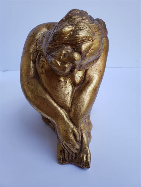 Gold Covered Plaster or Clay Sculpture of Nude Woman - Etsy