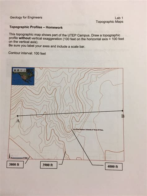 Solved This topographic map shows part of the UTEP Campus. | Chegg.com