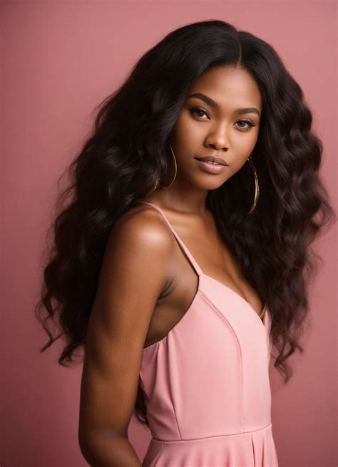 Lexica - Ebony college student. With long hair. High cheekbones