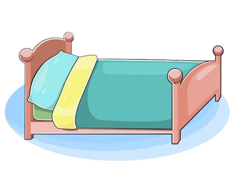 Ilustração vetorial colorida desenhada à mão com clipart de cama ...