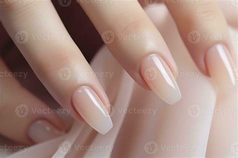 AI generated Woman hand with nude shades nail polish on her fingernails