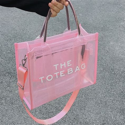 Pink Clear Tote Bag Large Tote Handbags with Removable Wide Strap ...