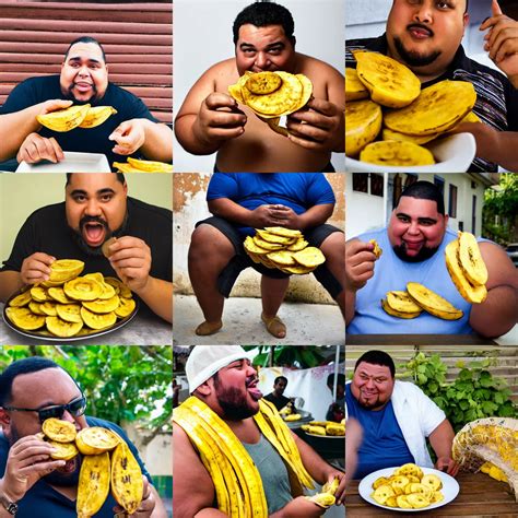 a photograph of a fat dominican man eating plantain | Stable Diffusion