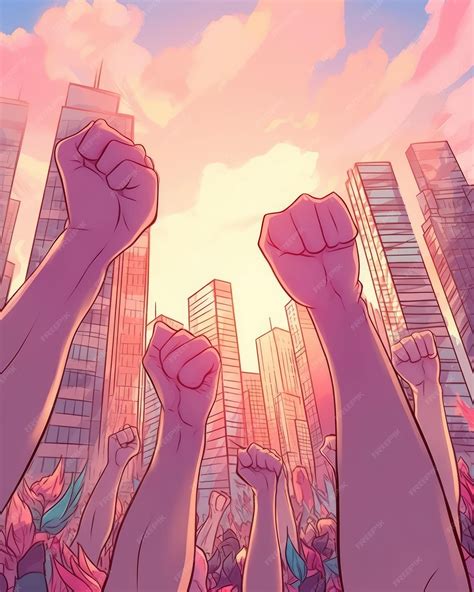 Premium Photo | The urban movement shows protesters raising their fists