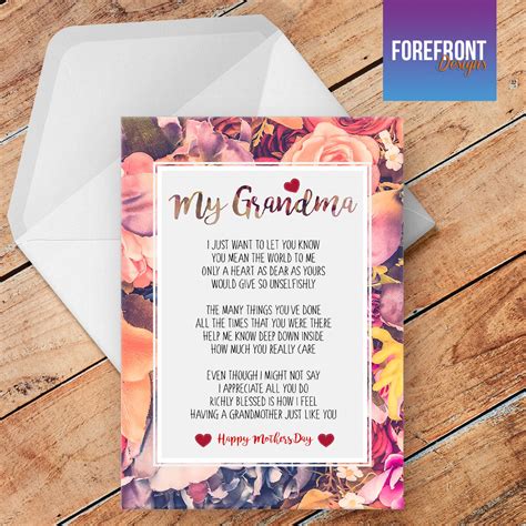 Personalised 'My Grandma' MOTHER'S DAY POEM | Etsy